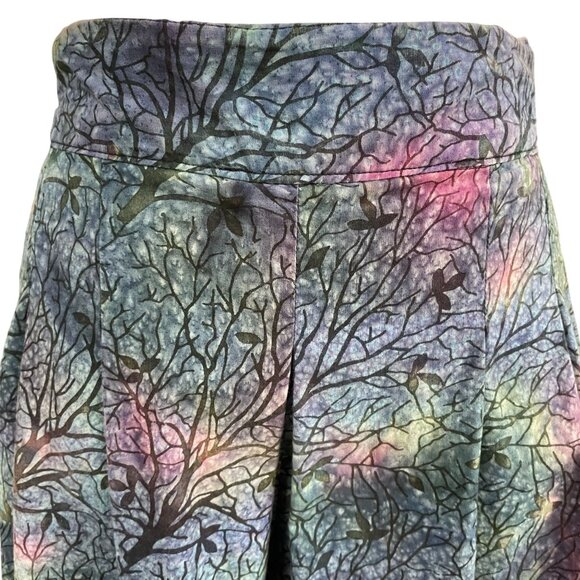 Galaxy Tree Print Wide Leg Pants Elastic Waist Boho Artsy Festival Cottagecore - Picture 6 of 9